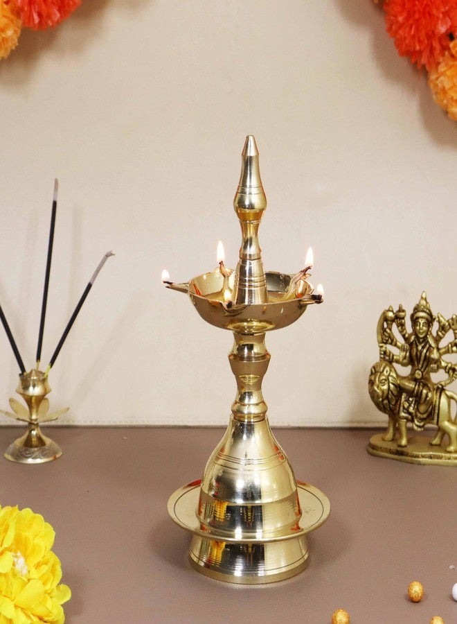 Spillbox مصباح الزيت Spillbox التقليدي المصنوع يدويًا من النحاس |Annam Kuthu Vilakku | كيرالا ديا | الطاووس ديا للمنزل معبد بوجا مقالات ديكور الهدايا [300 جرام] - عمود فاخر كيرالا - Image 1